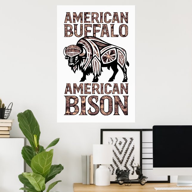 Tribal Bison Design Poster (Home Office)