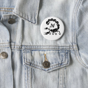 Tribal Black Scorpion Monogram 2 Inch Round Button