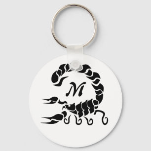 Tribal Black Scorpion Monogram Keychain