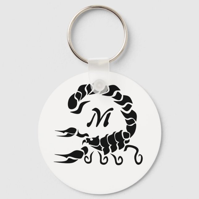 Tribal Black Scorpion Monogram Keychain (Front)