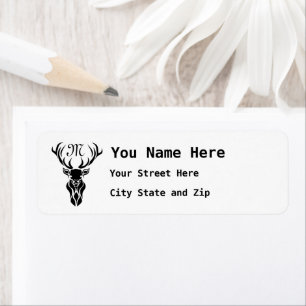 Tribal Black Stag Silhouette Monogram