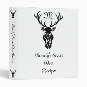 Tribal Black Stag Silhouette Monogram Deer Recipes Binder