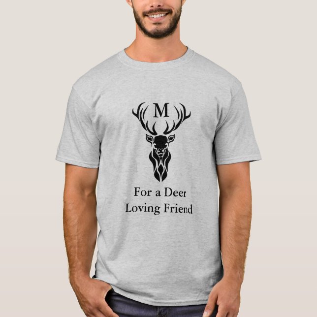 Tribal Black Stag Silhouette Monogram T-Shirt (Front)