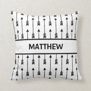 TRIBAL Black White Arrow Nursery Baby Throw Pillow