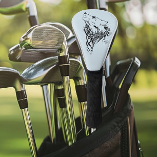 Tribal Black Wolf Howl Golf Head Cover