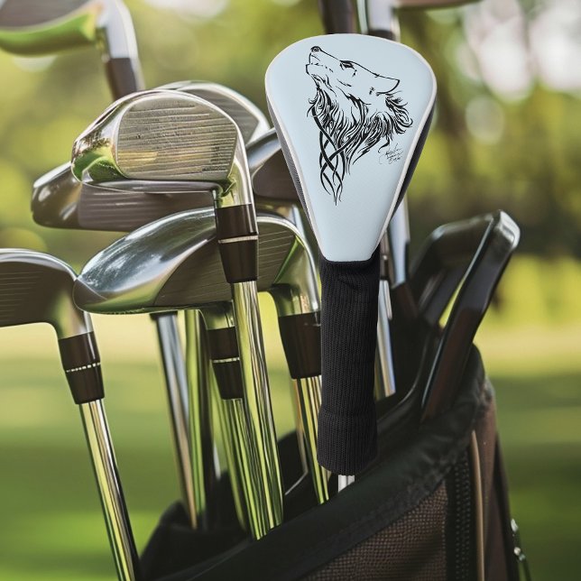 Tribal Black Wolf Howl Golf Head Cover (Creator Uploaded)