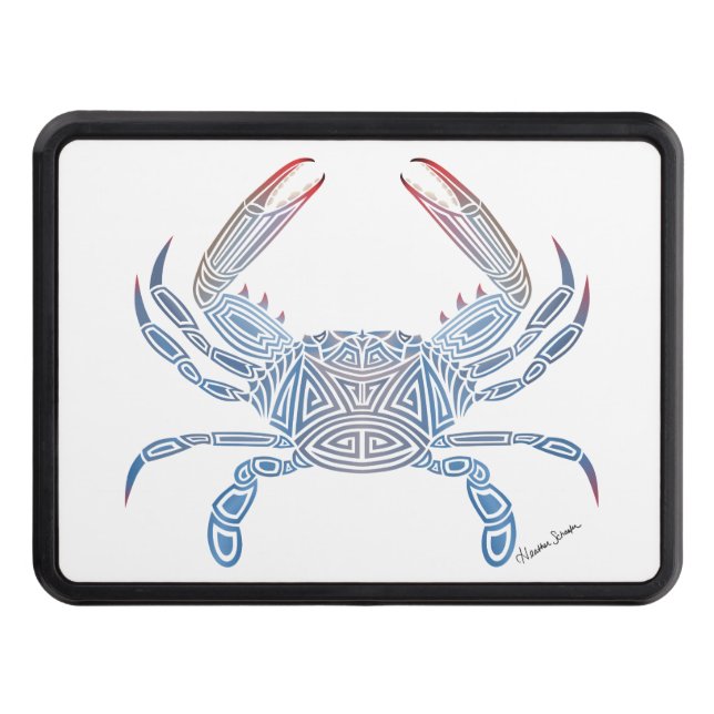 Tribal Blue Crab Trailer Hitch Cover (Front)