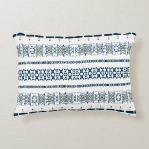 Tribal Blue White Mudcloth Accent Pillow