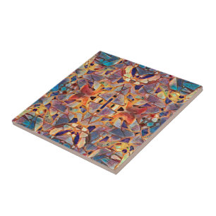 Tribal Bohemian Hippie Purple Yellow Blue Pattern Tile