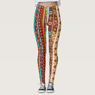 Tribal Boho Art: Seamless Background Texture Leggings