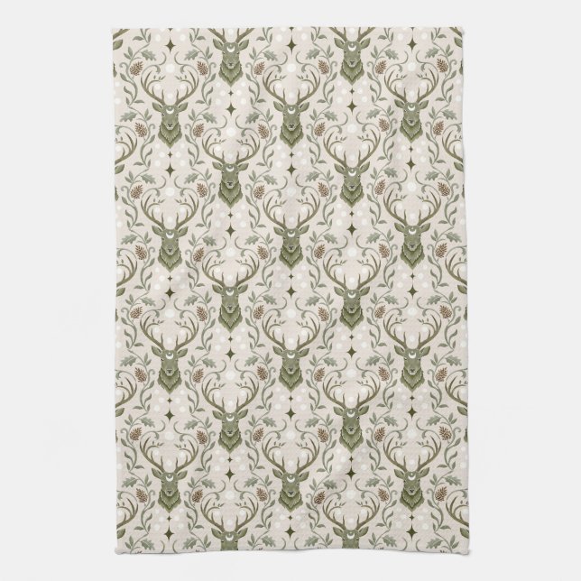 Tribal Boho Deer, Dreaming of Deer Kitchen Towel (Vertical)