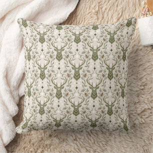 Tribal Boho Deer, Dreaming of Deer Throw Pillow