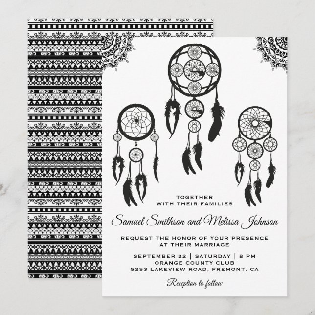 Tribal Boho Dream Catcher Wedding Invitation (Front/Back)