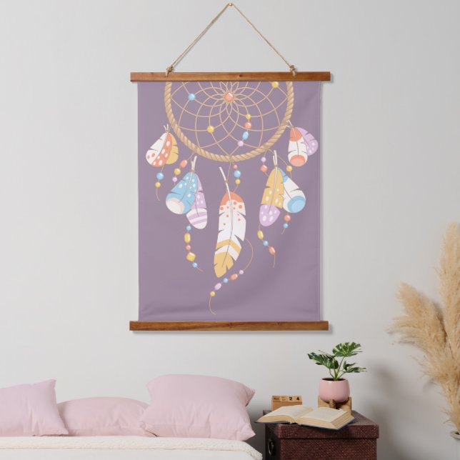 Tribal Boho Dreamcatcher on Purple Hanging Tapestry (Bedroom)