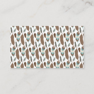 Tribal Boho Feathers Ethnic Blue Brown Business Card