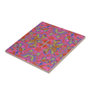 Tribal Boho Hippie Pink Purple Blue Green Pattern Tile