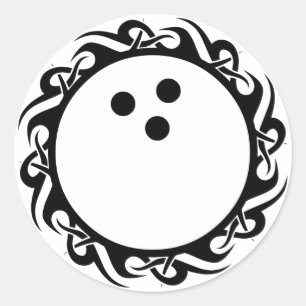 tribal bowling classic round sticker