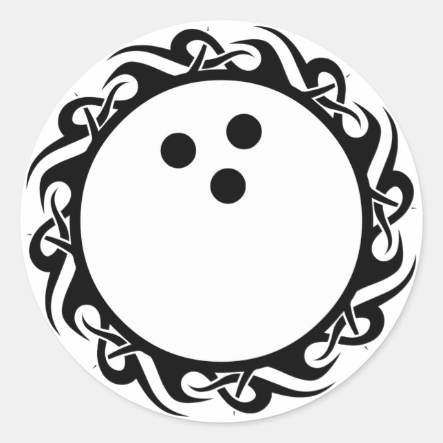 tribal bowling classic round sticker (Front)