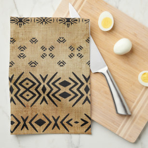 Tribal Brown Beige Kitchen Towel