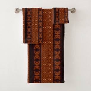 Tribal Brown & Black Pattern Bath Towel Set