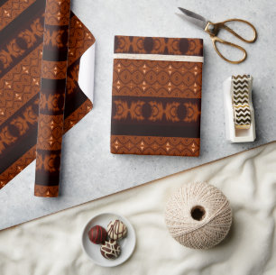 Tribal Brown & Black Pattern Wrapping Paper