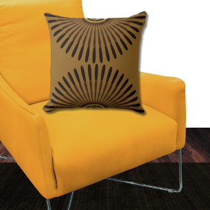 Tribal Brown Centred Feathery Fan Throw Pillow