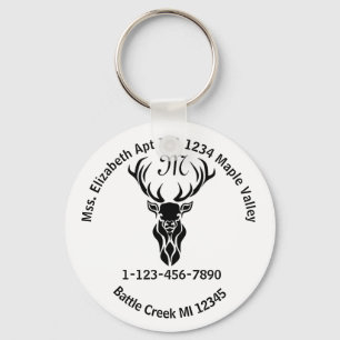 Tribal Buck Silhouette Monogram Home Address Keych Keychain