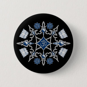 Tribal Buddhist Symbols 2 Inch Round Button