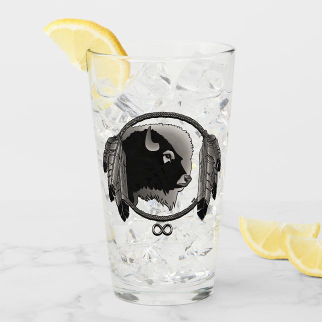 Tribal Buffalo Glasses Metis Art Glass Personalize (Front Ice)