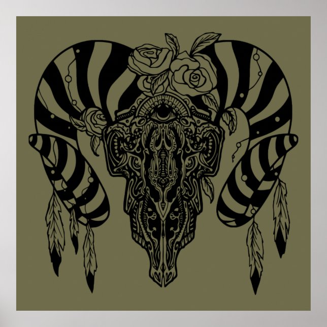 Tribal bull skull poster (Front)