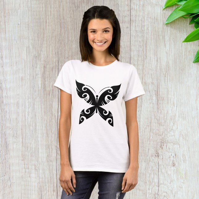 Tribal Butterfly Tattoo Bold Black Ink Style  T-Shirt (Creator Uploaded)