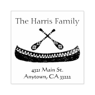 Tribal Canoe Silhouette Personalized Rubber Stamp