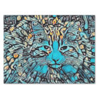 Tribal Cat Blue Yellow Mosaic Abstract Decoupage