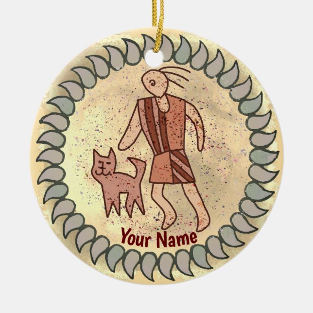 Tribal Cat Person ornament (Front)