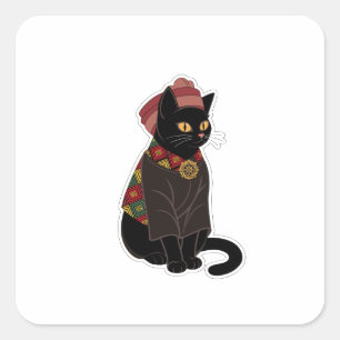 Tribal Chief Black Cat  Sticker
