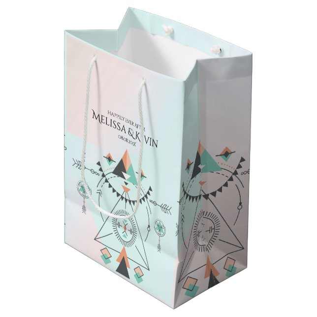 Tribal Colourful Geometric Totem Design Medium Gift Bag (Front Angled)