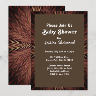 Tribal Copper Abstract in Fog Baby Shower Invitation