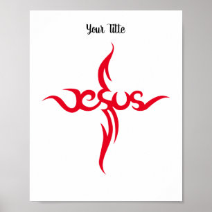 Tribal Cross Of Jesus Poster