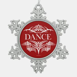 Tribal Dance Snowflake Pewter Christmas Ornament