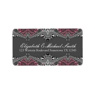 Tribal Dark Pink Damask Adresse Stickers Étiquette