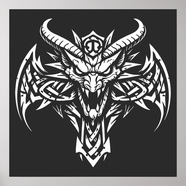    Tribal Demon Head Graphic by BurnsInHell Poster (Front)