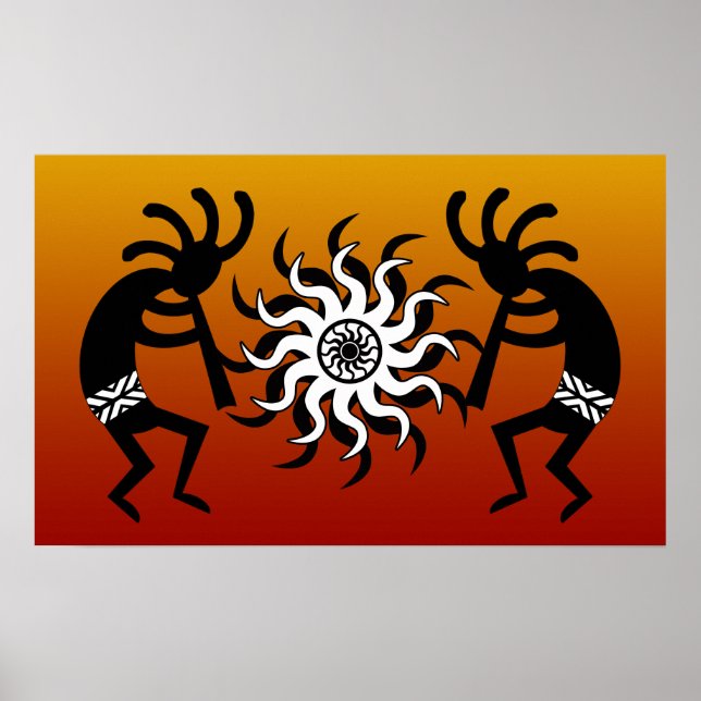 Tribal Desert Sun Southwest Design Kokopelli Poster (Front)