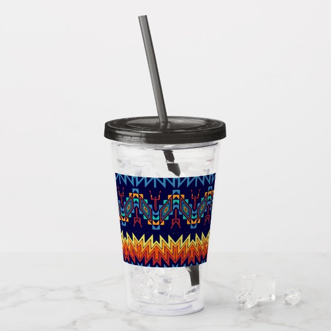 Tribal design abstract design acrylic tumbler (Front Ice)