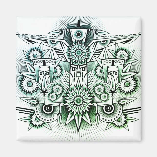 Tribal Design Green Tint Magnet (Front)