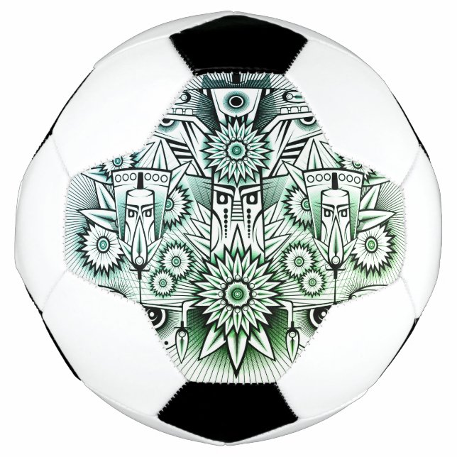 Tribal Design Green Tint Soccer Ball (Front)