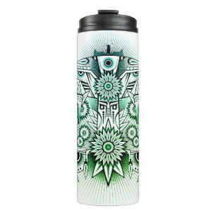 Tribal Design Green Tint Thermal Tumbler