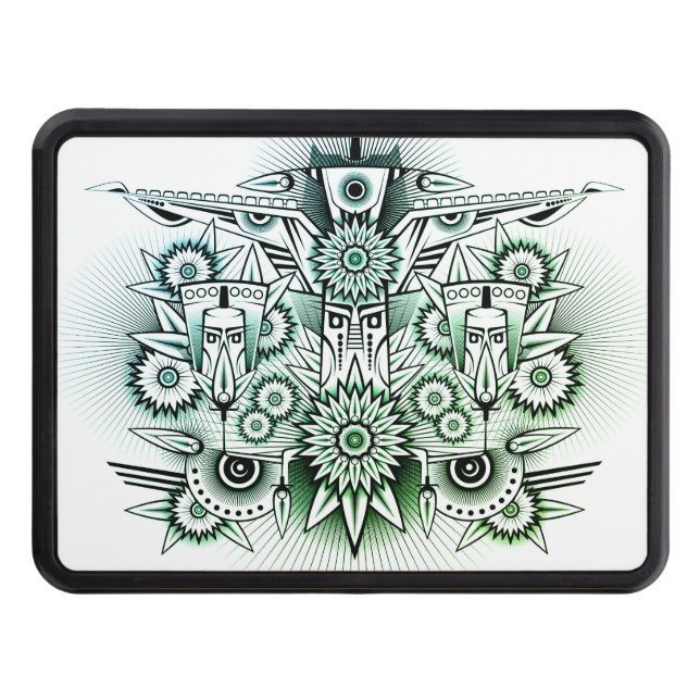 Tribal Design Green Tint Trailer Hitch Cover (Front)