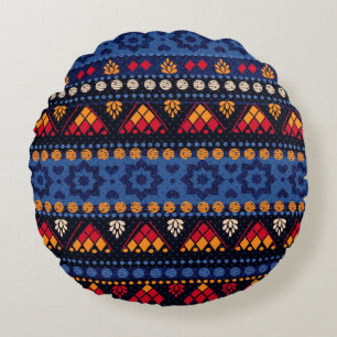 Tribal Design: Multifunctional Seamless Pattern. Round Pillow
