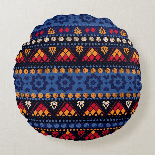 Tribal Design: Multifunctional Seamless Pattern. Round Pillow (Front)