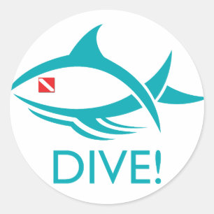 Tribal Dive Fish Classic Round Sticker